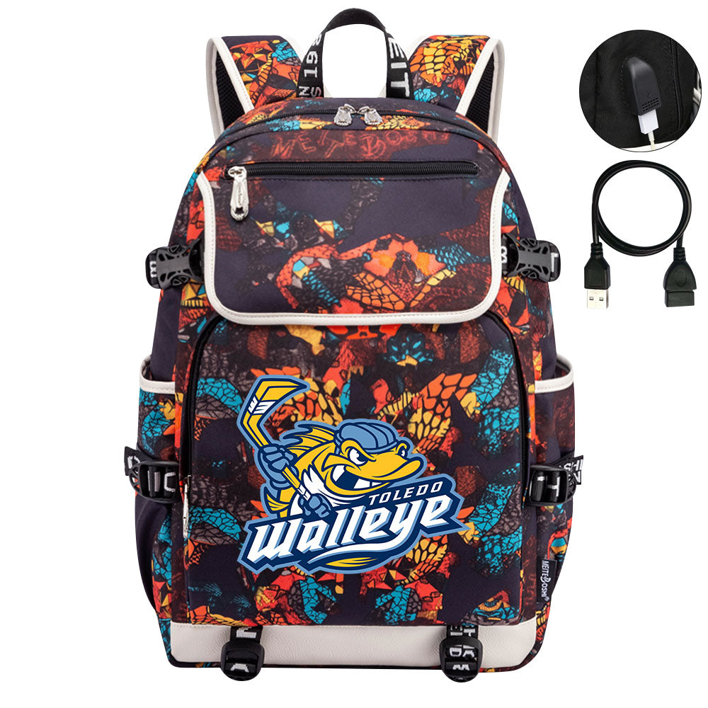 Toledo Walleye Hockey League Backpack School Notebook Travel Bag