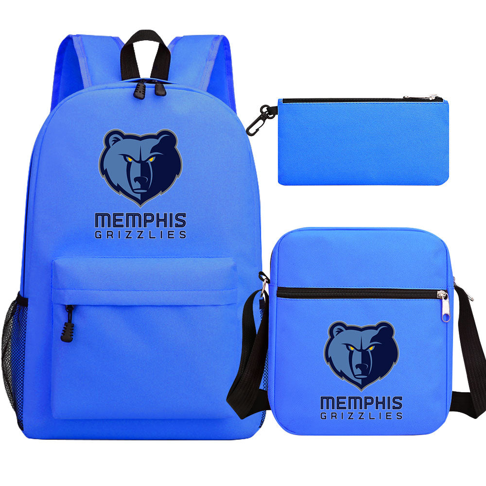 Memphis Grizzlies Basketball School Backpack Shoulder Bag Pencil Bags 3pcs Set