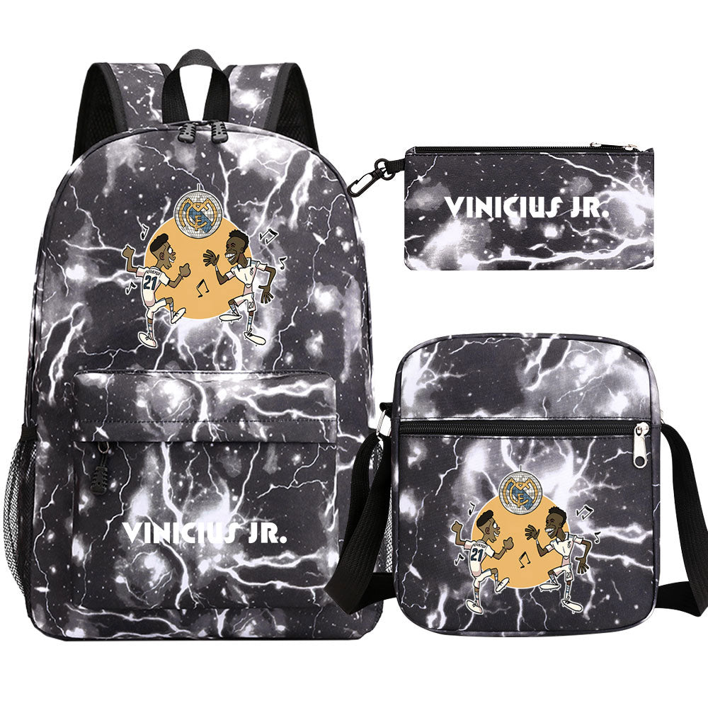 Vinicius Junior Football Player School Backpack Shoulder Bag Pencil Bags 3pcs Set