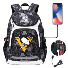 Pittsburgh Penguins Hockey League Backpack School Notebook Travel Bags With USB
