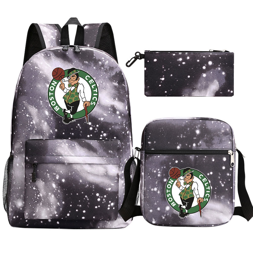 Boston Celtics Basketball School Backpack Shoulder Bag Pencil Bags 3pcs Set