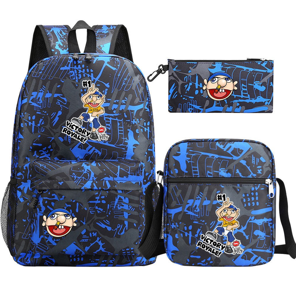 Jeffy School Backpack Shoulder Bag Pencil Bags 3pcs Set