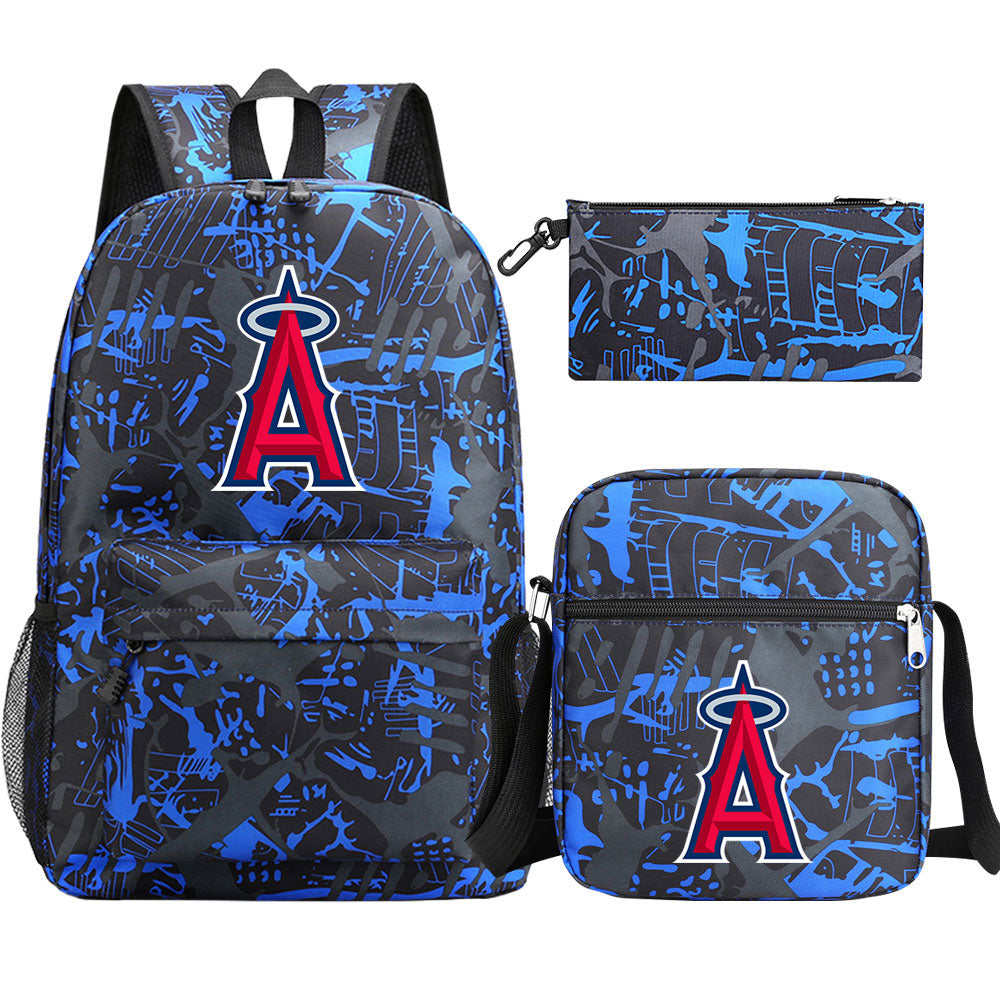 Los Angeles Angels Baseball School Backpack Shoulder Bag Pencil Bags 3pcs Set