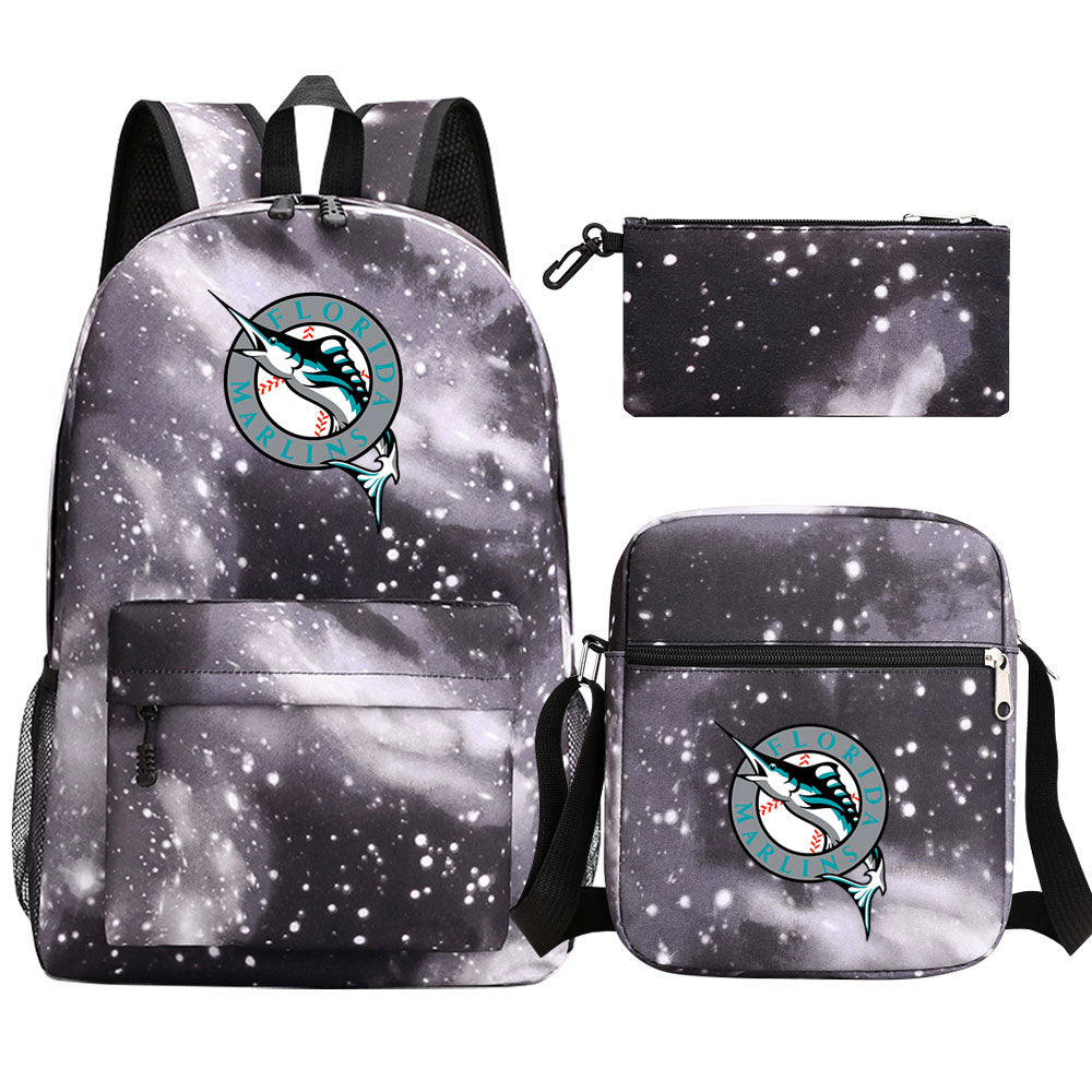 Florida Marlins Baseball School Backpack Shoulder Bag Pencil Bags 3pcs Set