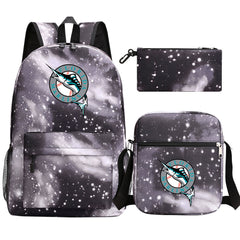 Florida Marlins Baseball School Backpack Shoulder Bag Pencil Bags 3pcs Set