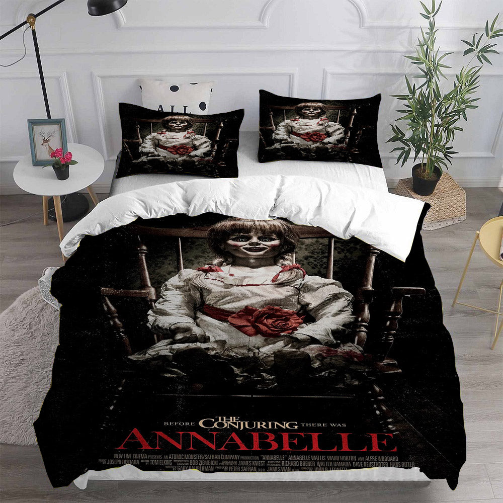 Annabelle Cosplay Bedding Set Duvet Cover Pillowcases Halloween Home Decor