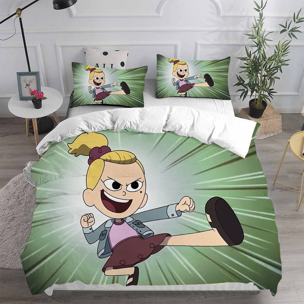 Amphibia Teen Girl in a Frog World Cosplay Bedding Set Duvet Cover Pillowcases Halloween Home Decor