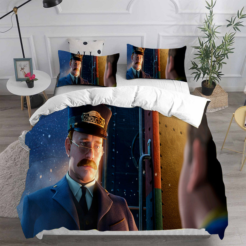 The Polar Express Cosplay Bedding Set Duvet Cover Pillowcases Halloween Home Decor