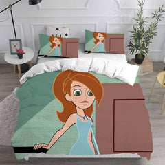 Kim Possible Cosplay Bedding Set Duvet Cover Pillowcases Halloween Home Decor
