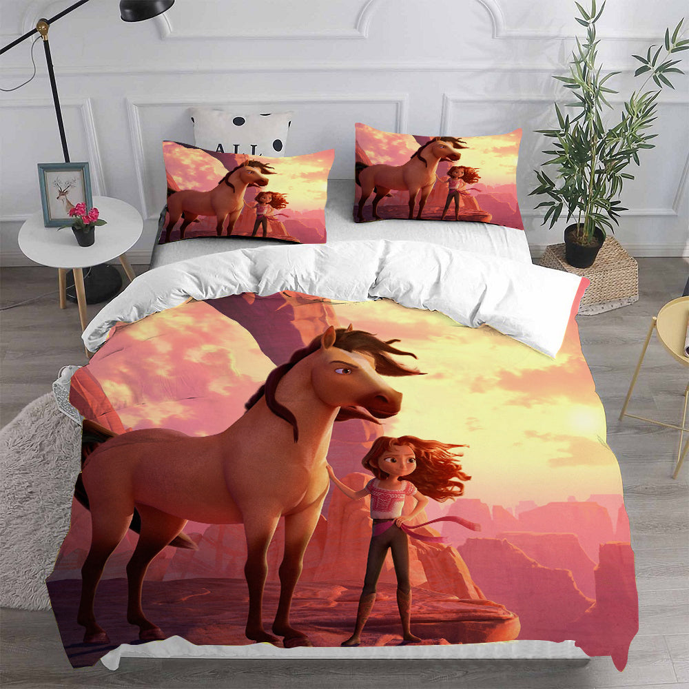 Spirit Untamed Cosplay Bedding Set Duvet Cover Pillowcases Halloween Home Decor