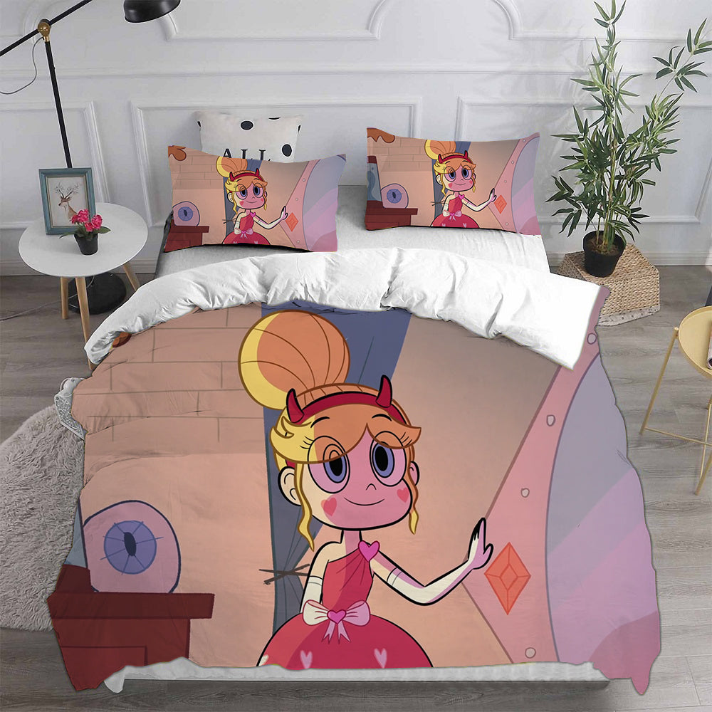 Star vs. the Forces of Evil Cosplay Bedding Set Duvet Cover Pillowcases Halloween Home Decor