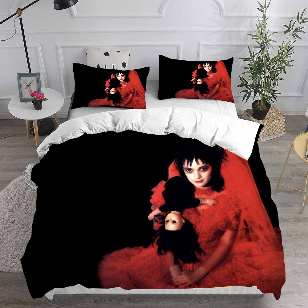 Beetlejuice Cosplay Bedding Set Duvet Cover Pillowcases Halloween Home Decor