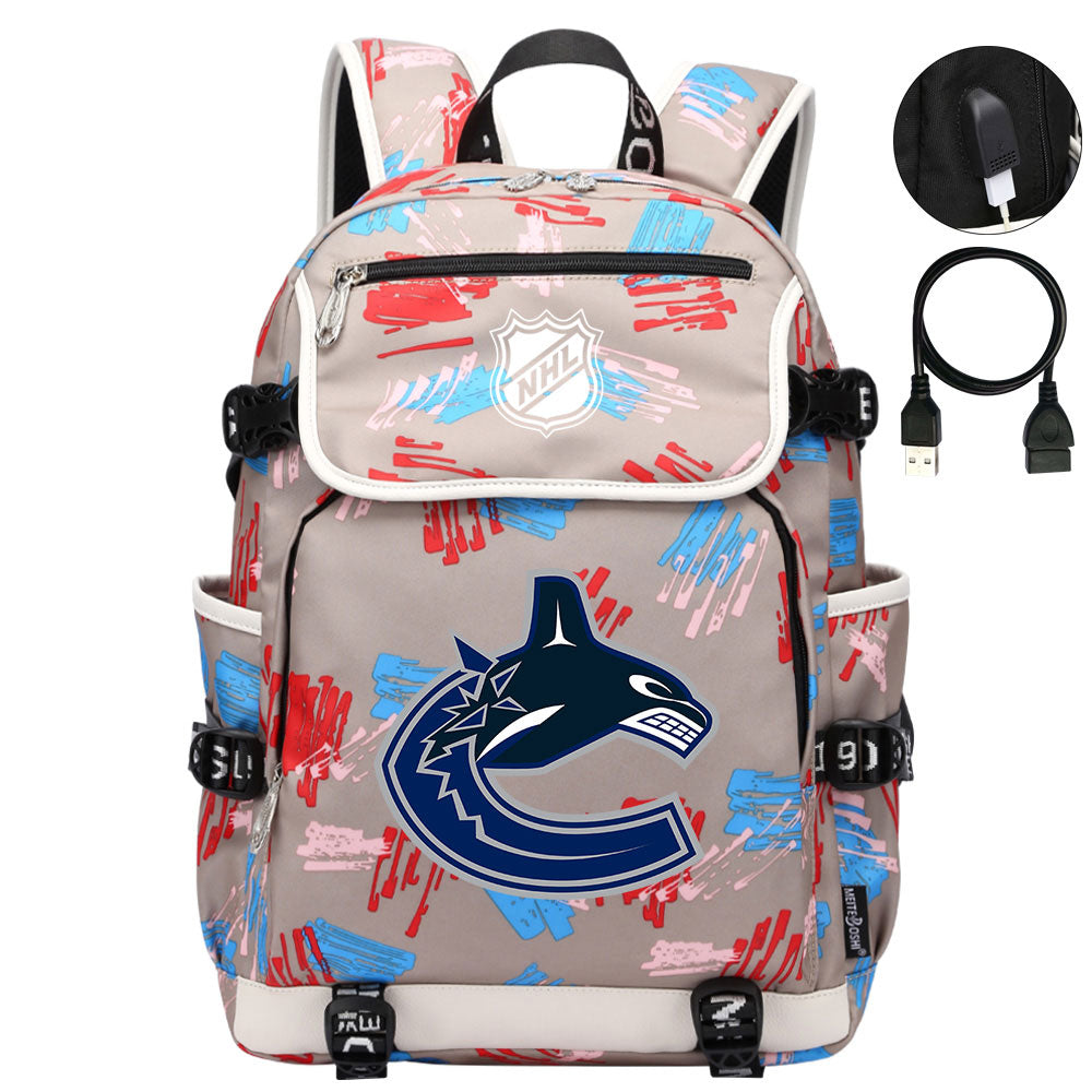 Vancouver Canucks Hockey League Backpack School Notebook Travel Bag