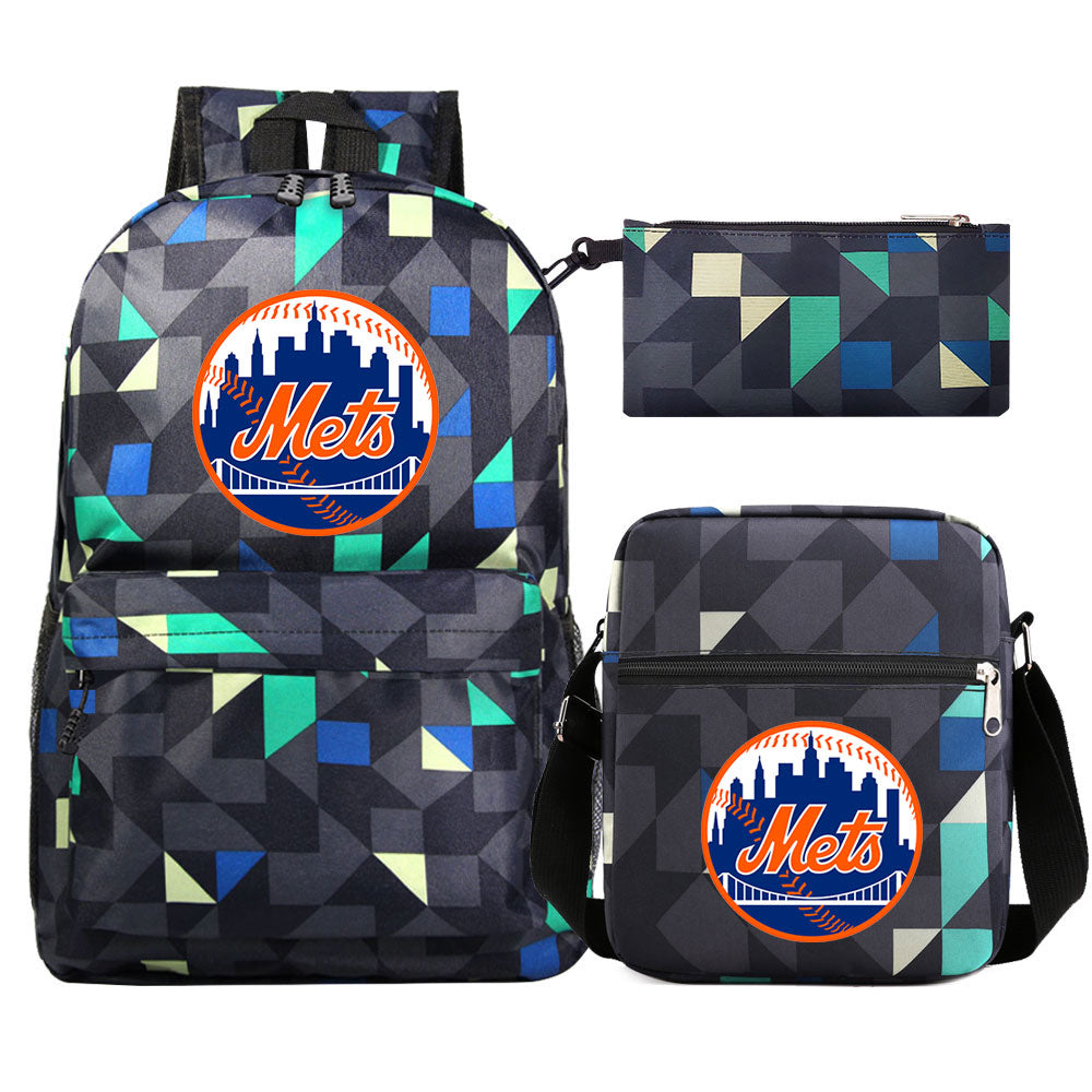 New York Mets Baseball School Backpack Shoulder Bag Pencil Bags 3pcs Set