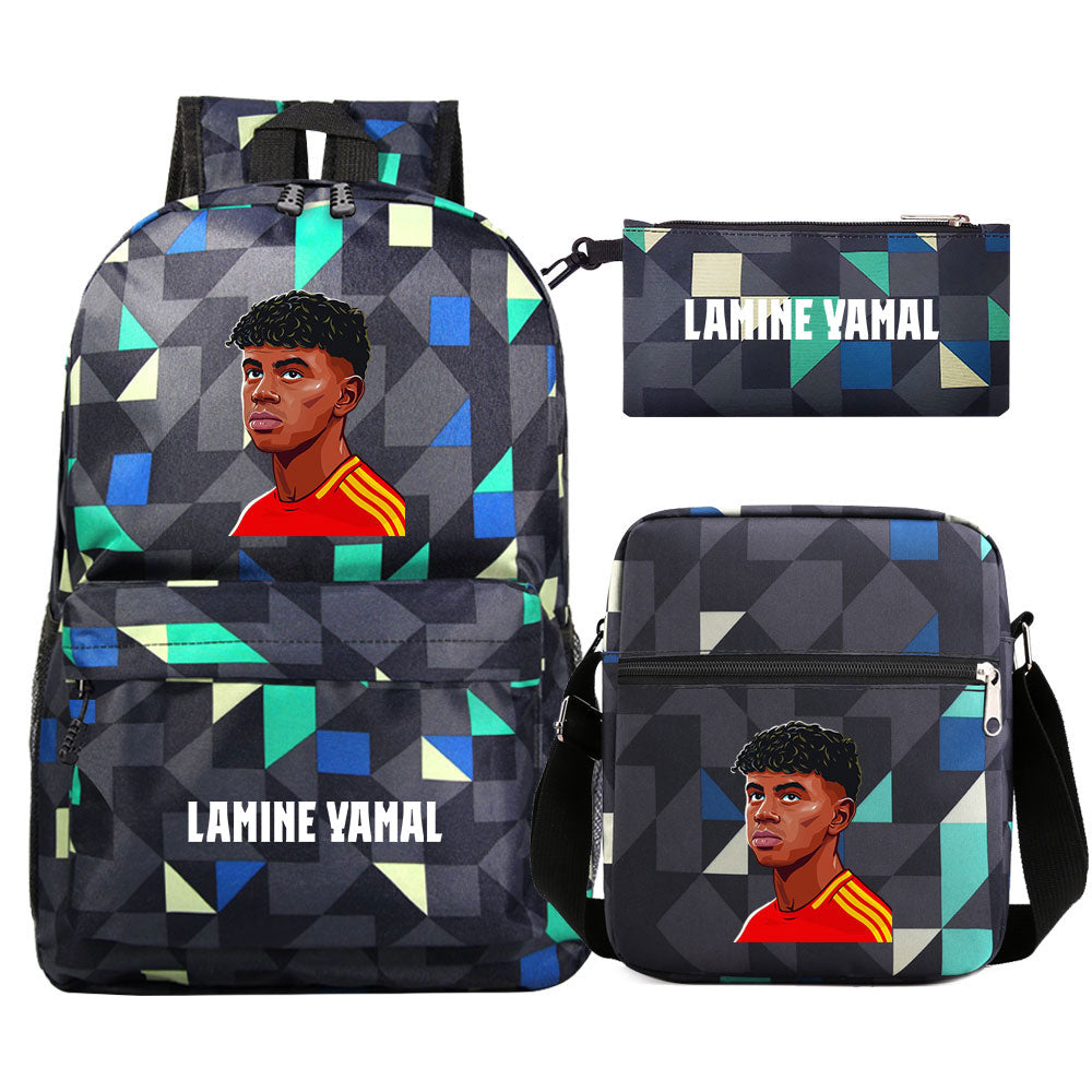 Lamine Yamal Football Player School Backpack Shoulder Bag Pencil Bags 3pcs Set