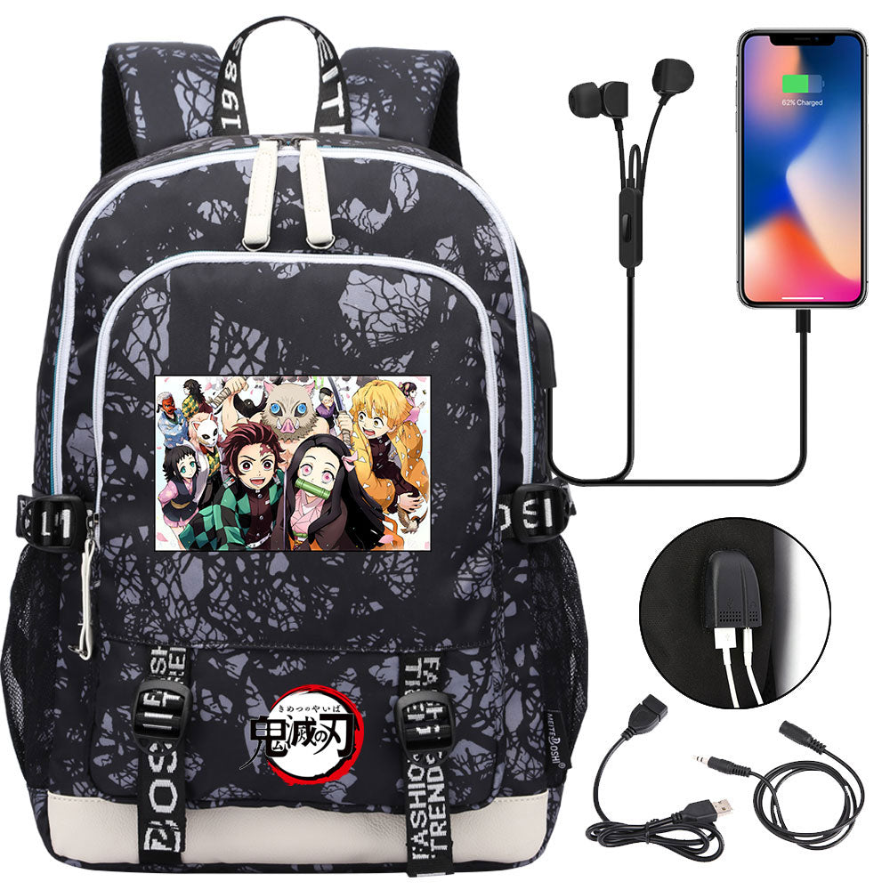 Demon Slayer Kimetsu No Yaiba USB Charging Backpack School Note Book Laptop Travel Bags