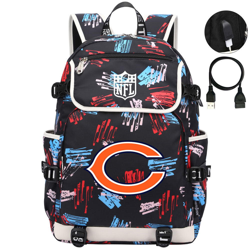 Chicago Bears Football Team Rugby Backpack School Notebook Travel Bag