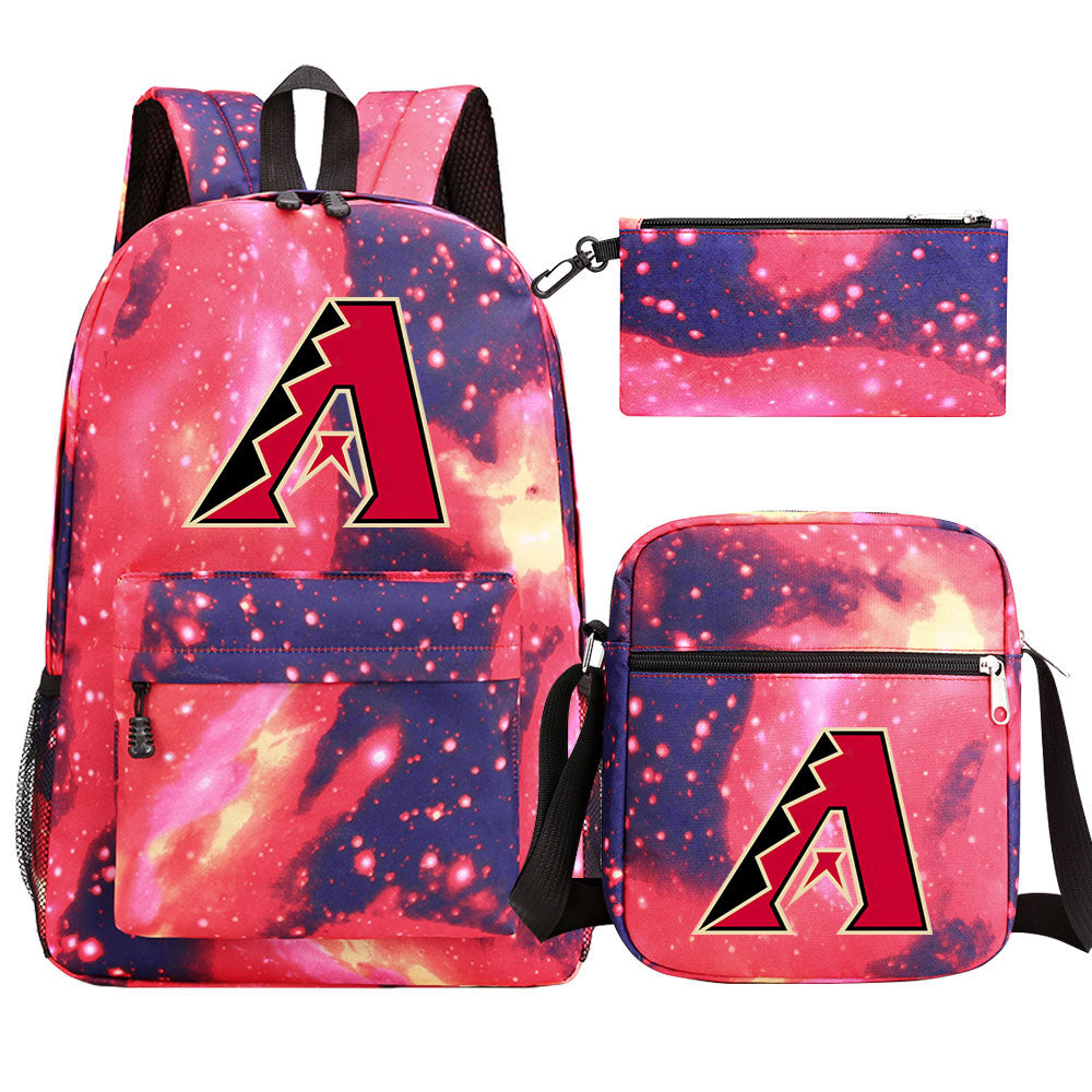 Arizona Diamondbacks Baseball School Backpack Shoulder Bag Pencil Bags 3pcs Set