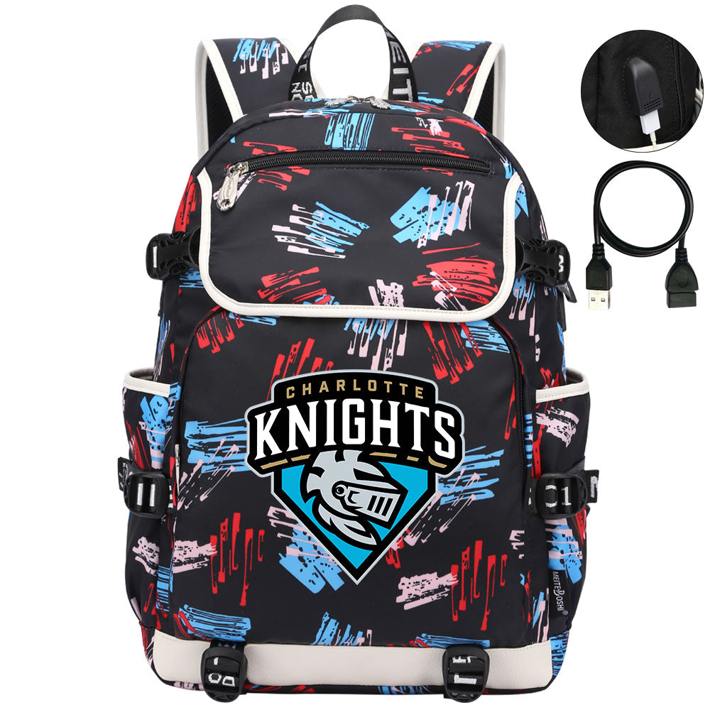 Charlotte Knights Backpack School Notebook Travel Bags