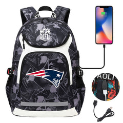 New England Patriots Football Rugby Backpack School Notebook Travel Bags With USB