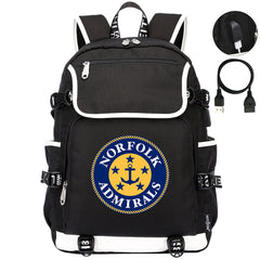 Norfolk Admirals Hockey League Backpack School Notebook Travel Bag