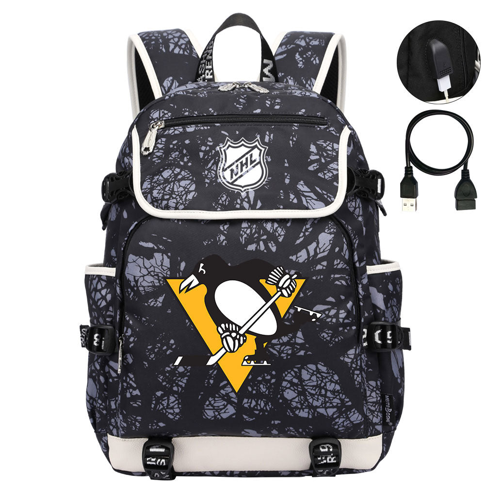 Pittsburgh Penguins Hockey League Backpack School Notebook Travel Bag