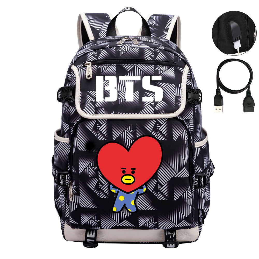 BTS TATA Backpack School Notebook Travel Bags