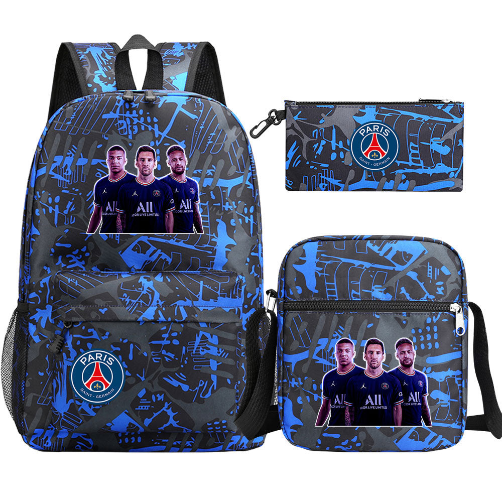 Mbappe Football Player Football Player School Backpack Shoulder Bag Pencil Bags 3pcs Set