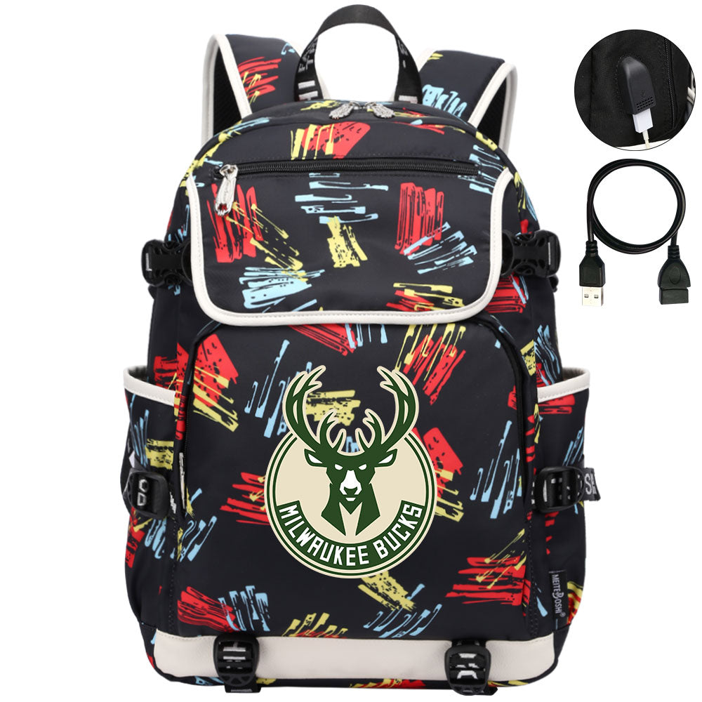 Milwaukee Bucks Backpack School Notebook Travel Bags
