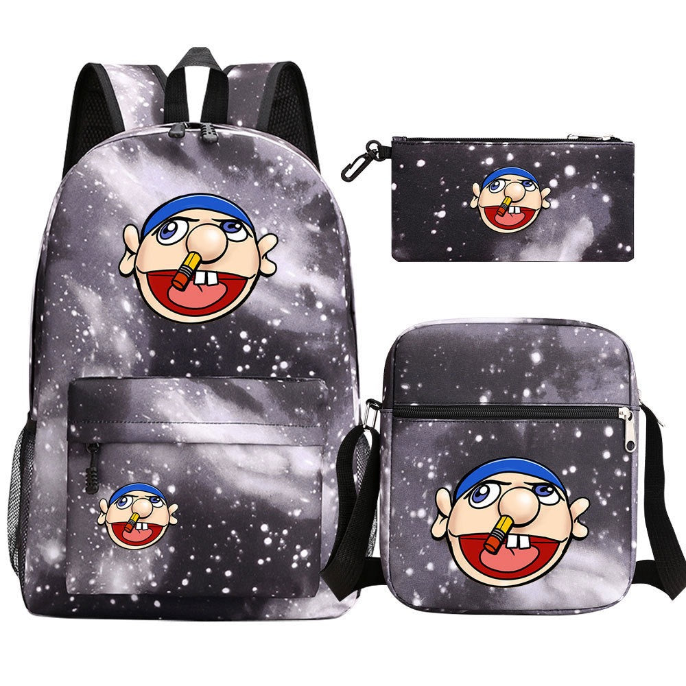 Jeffy School Backpack Shoulder Bag Pencil Bags 3pcs Set