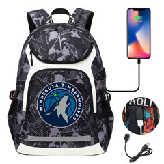Minnesota Timberwolves Backpack School Notebook Travel Bags With USB