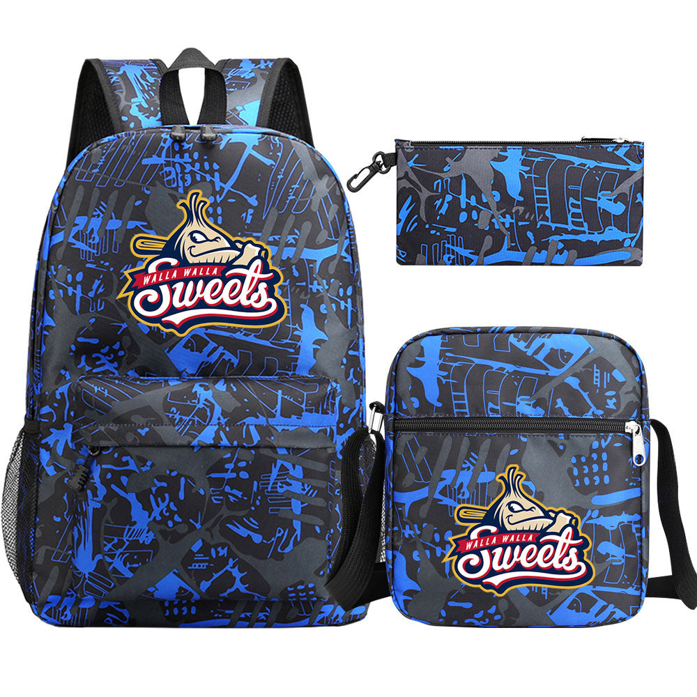 Walla Walla Sweets Baseball School Backpack Shoulder Bag Pencil Bags 3pcs Set