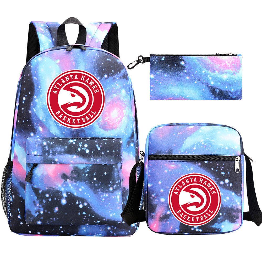 Atlanta Hawks Basketball School Backpack Shoulder Bag Pencil Bags 3pcs Set