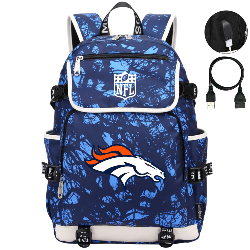 Denver Broncos Football Team Rugby Backpack School Notebook Travel Bag