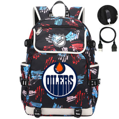 Edmonton Oilers Hockey League Backpack School Notebook Travel Bag