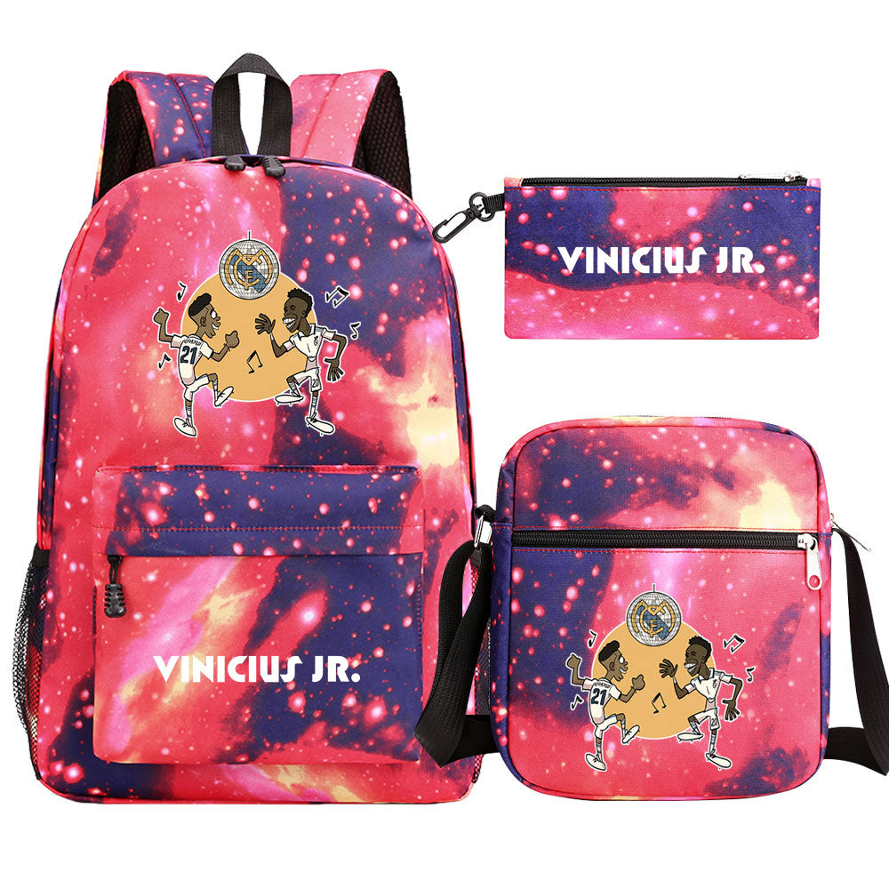 Vinicius Junior Football Player School Backpack Shoulder Bag Pencil Bags 3pcs Set