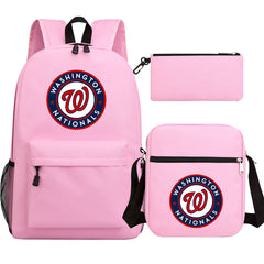 Washington Nationals Baseball School Backpack Shoulder Bag Pencil Bags 3pcs Set