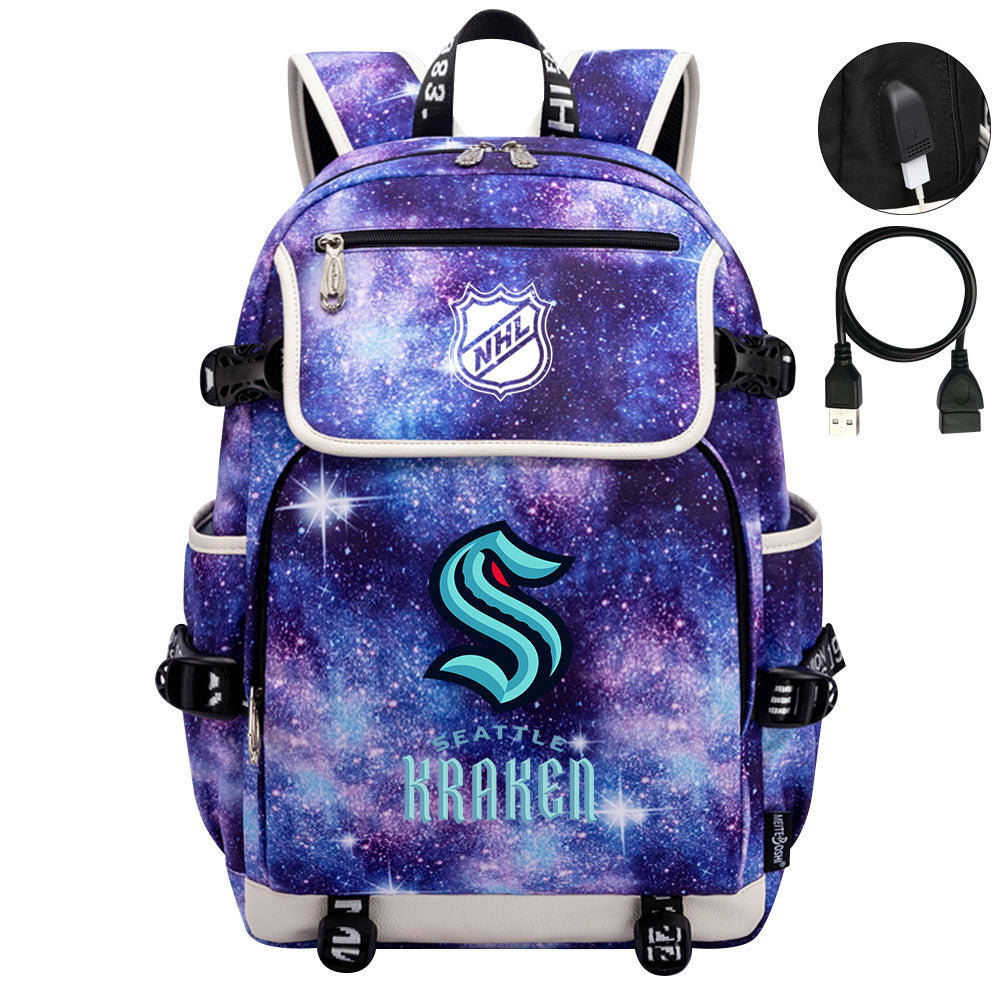 Seattle Kraken Hockey League Backpack School Notebook Travel Bags