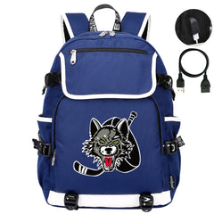 Chicago Wolves Hockey League Backpack School Notebook Travel Bag