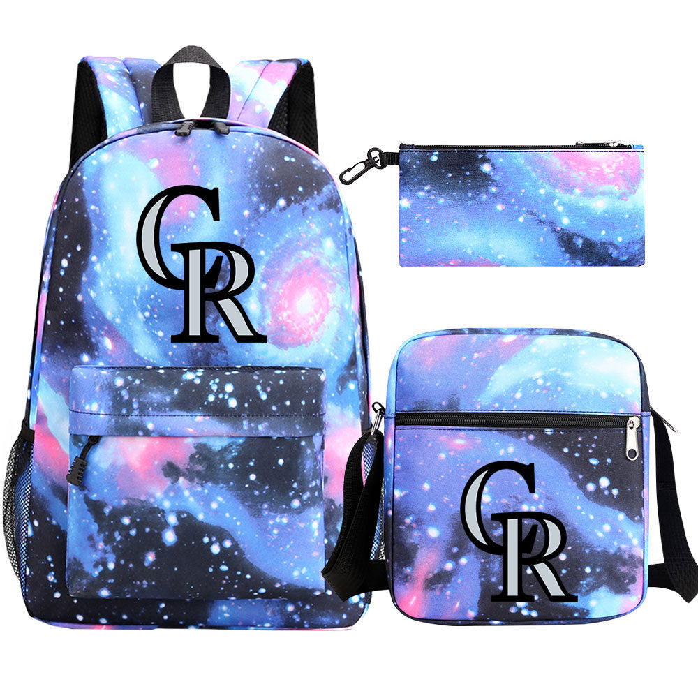 Colorado Rockies Baseball School Backpack Shoulder Bag Pencil Bags 3pcs Set