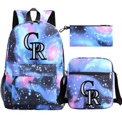 Colorado Rockies Baseball School Backpack Shoulder Bag Pencil Bags 3pcs Set