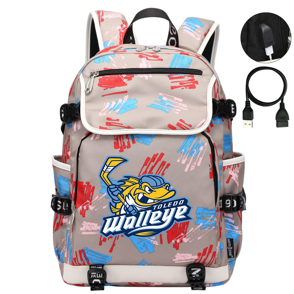 Toledo Walleye Hockey League Backpack School Notebook Travel Bag
