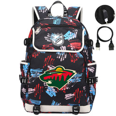 Minnesota Wild Hockey League Backpack School Notebook Travel Bag