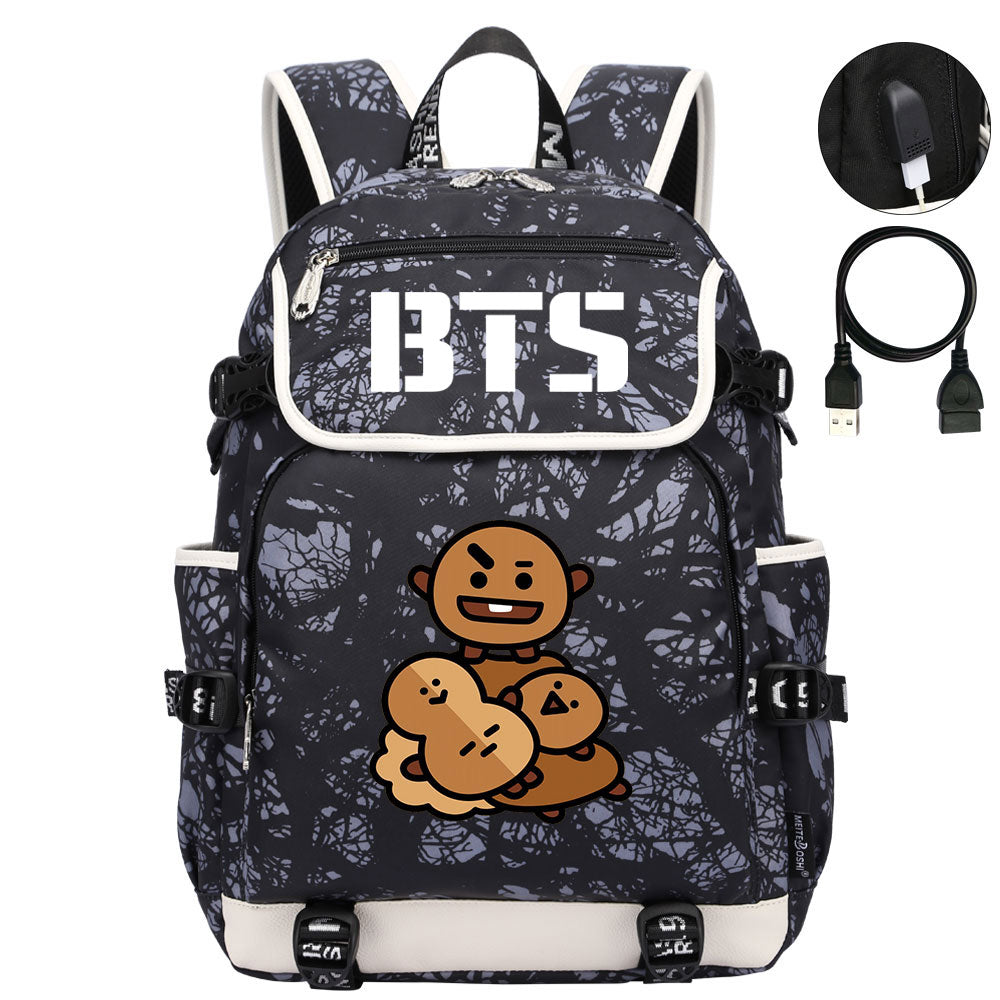 BTS Shooky Backpack School Notebook Travel Bags