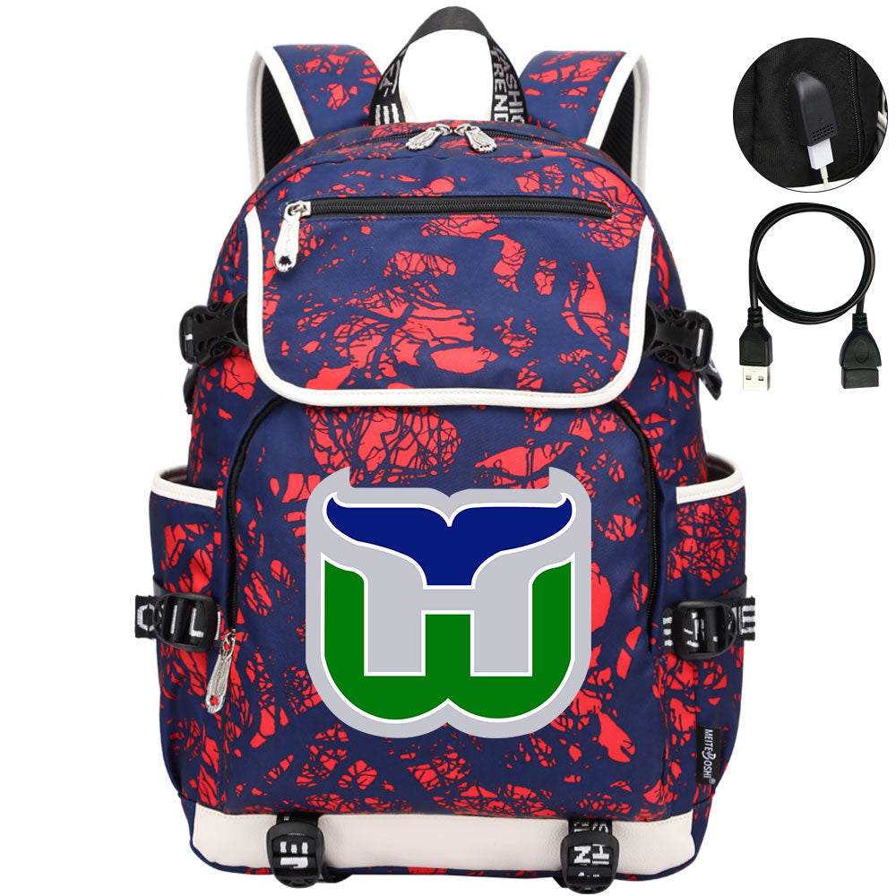 Hartford Whalers Hockey League Backpack School Notebook Travel Bag