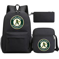 Oakland Athletics Baseball School Backpack Shoulder Bag Pencil Bags 3pcs Set