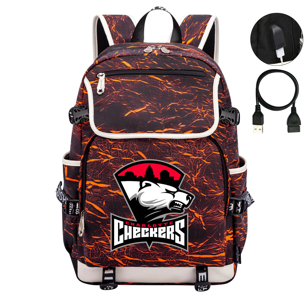Charlotte Checkers Hockey League Backpack School Notebook Travel Bag
