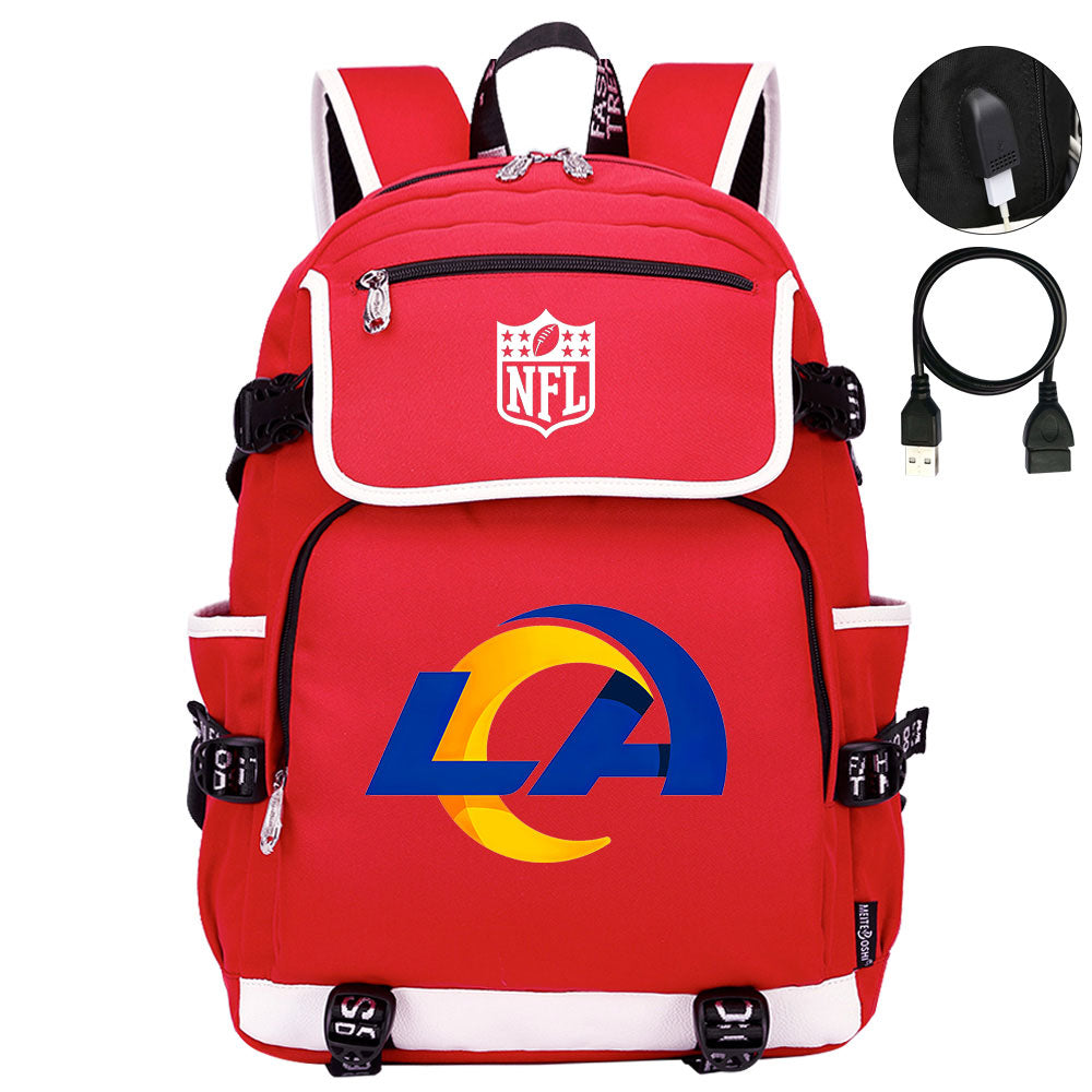 Los Angeles Rams Football Rugby Backpack School Notebook Travel Bags