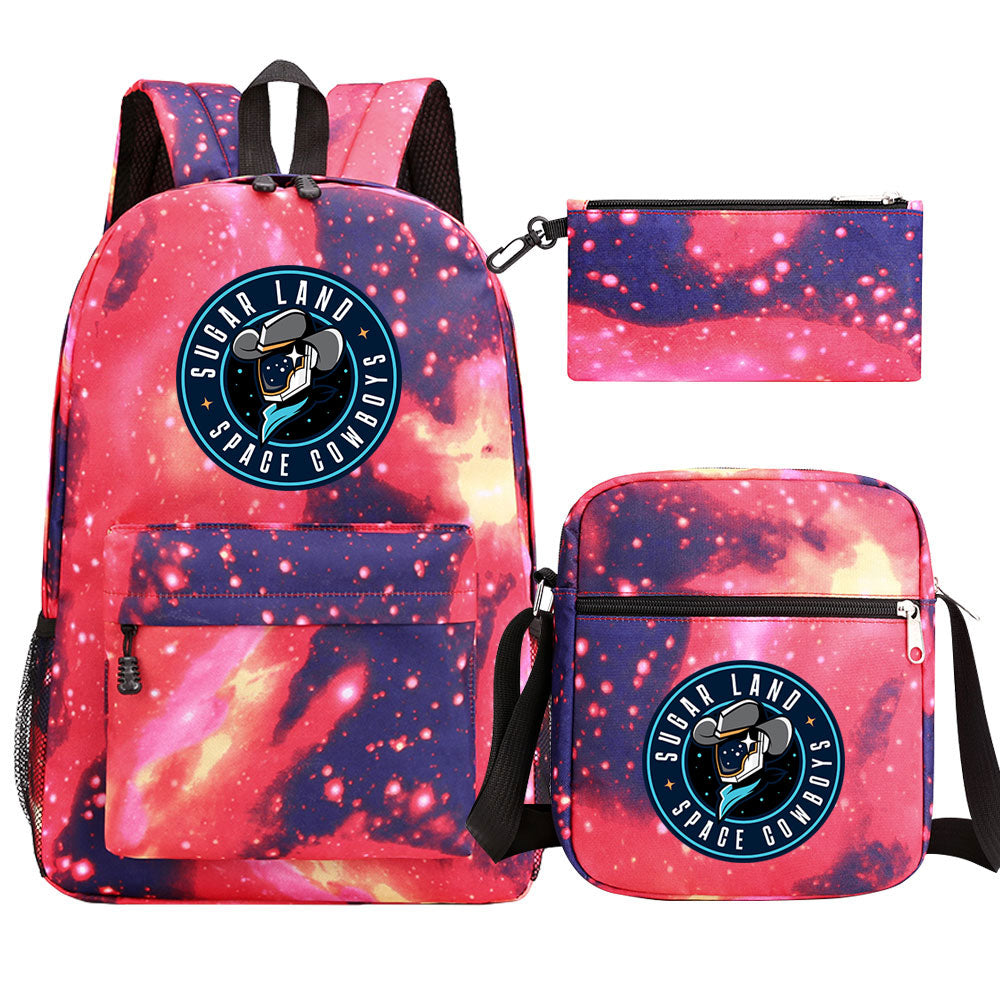 Sugar Land Space Cowboys Baseball School Backpack Shoulder Bag Pencil Bags 3pcs Set
