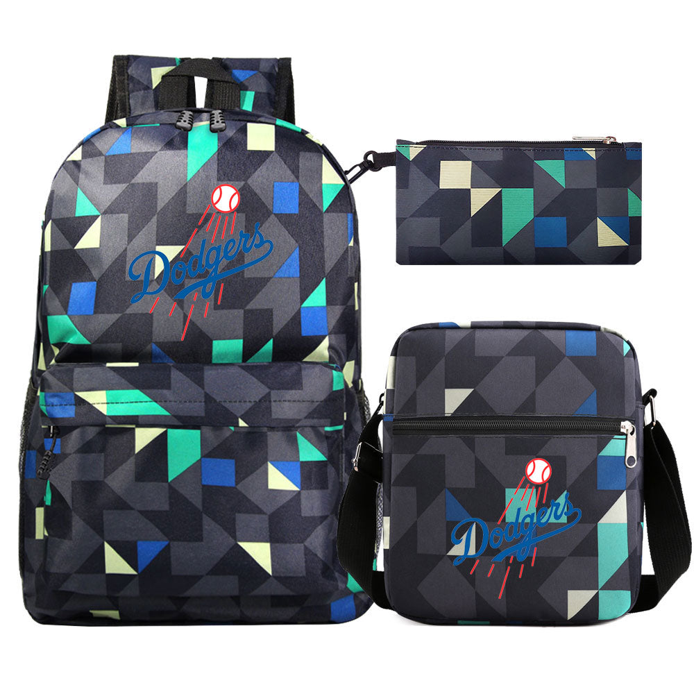 LA Dodgers Baseball School Backpack Shoulder Bag Pencil Bags 3pcs Set